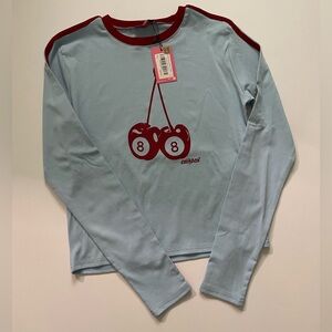 Edikted Light Blue Long Sleeve with Cherry Design
